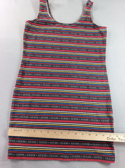 GUESS Tank Dress Womens M Multicolor Cotton Scoop Neck Sleeveless All Over Logo