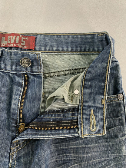 Levis 514 Jeans Mens 26x29.5 Blue Slim Straight Red Tab Denim Mid Rise Classic