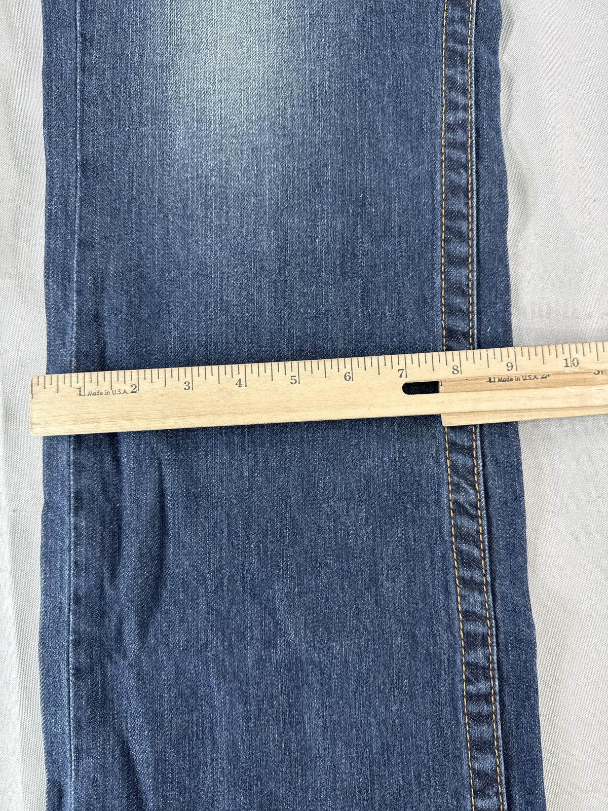 True Religion Jeans Mens 34 Blue Straight Flap Pockets Denim Made USA Dark Wash