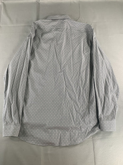 Calvin Klein Shirt Mens XL Slim Fit Gray Steel+ Stretch Wrinkle Free Dress Top