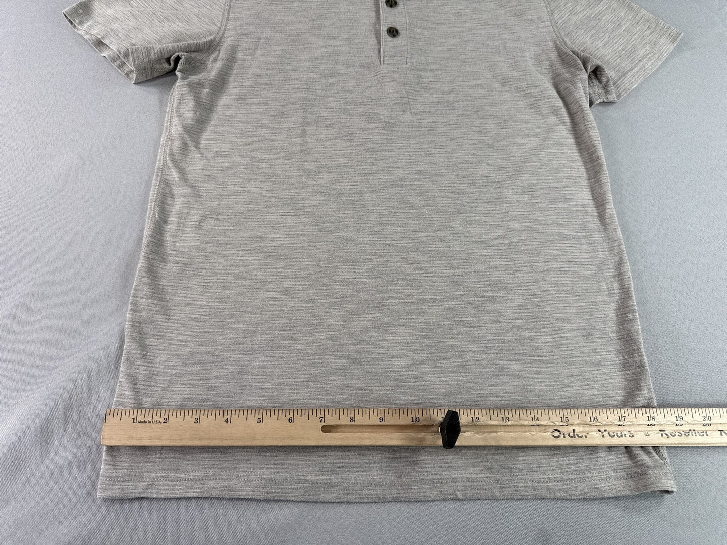 SONOMA Henley Shirt S Gray Cotton Blend Short Sleeve Soft Solid VN Mens Relaxed
