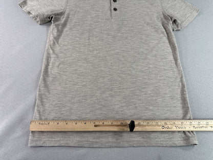 SONOMA Henley Shirt S Gray Cotton Blend Short Sleeve Soft Solid VN Mens Relaxed