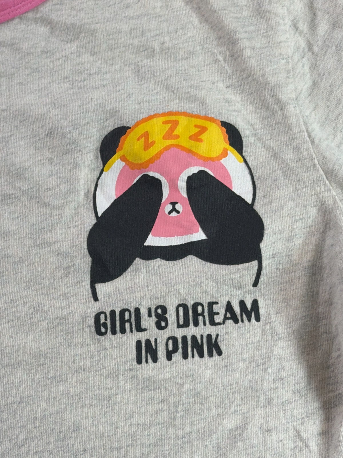 Girls Panda Graphic T Shirt Cychelry Size 14 Pink Trim Cotton Short Sleeve NWT