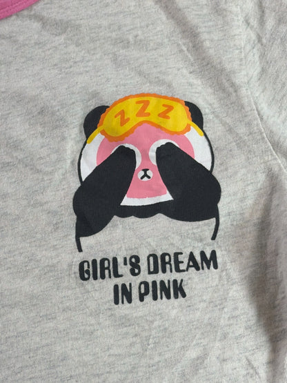 Girls Panda Graphic T Shirt Cychelry Size 14 Pink Trim Cotton Short Sleeve NWT