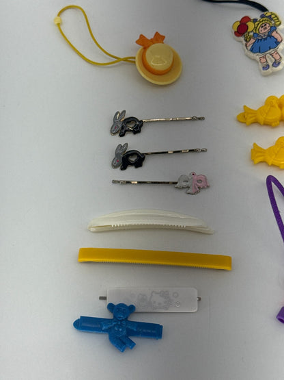 Vintage 1980s Kids Hair Accessories Lot Barrettes Clips Charms Cabbage Patch 20