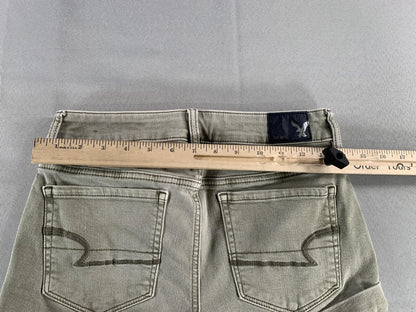 American Eagle Shorts Womens 4 Green Super Super Stretch Distressed Denim Cutoff
