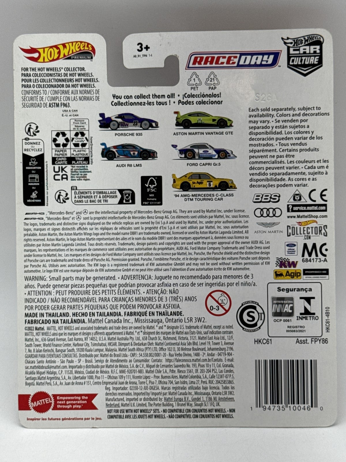 Hot Wheels Audi R8 LMS Race Day Diecast Car 1:64 Blue/White/Red Metal/Metal Real