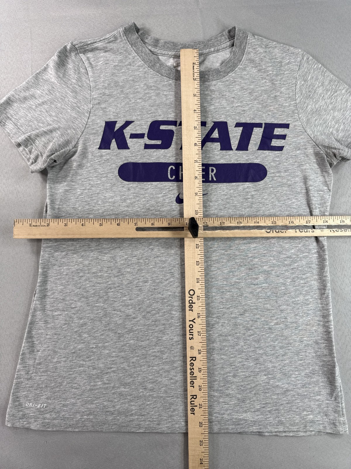 Nike K State Dri Fit Tee S Gray Polyester Athletic Crewneck Short Sleeve