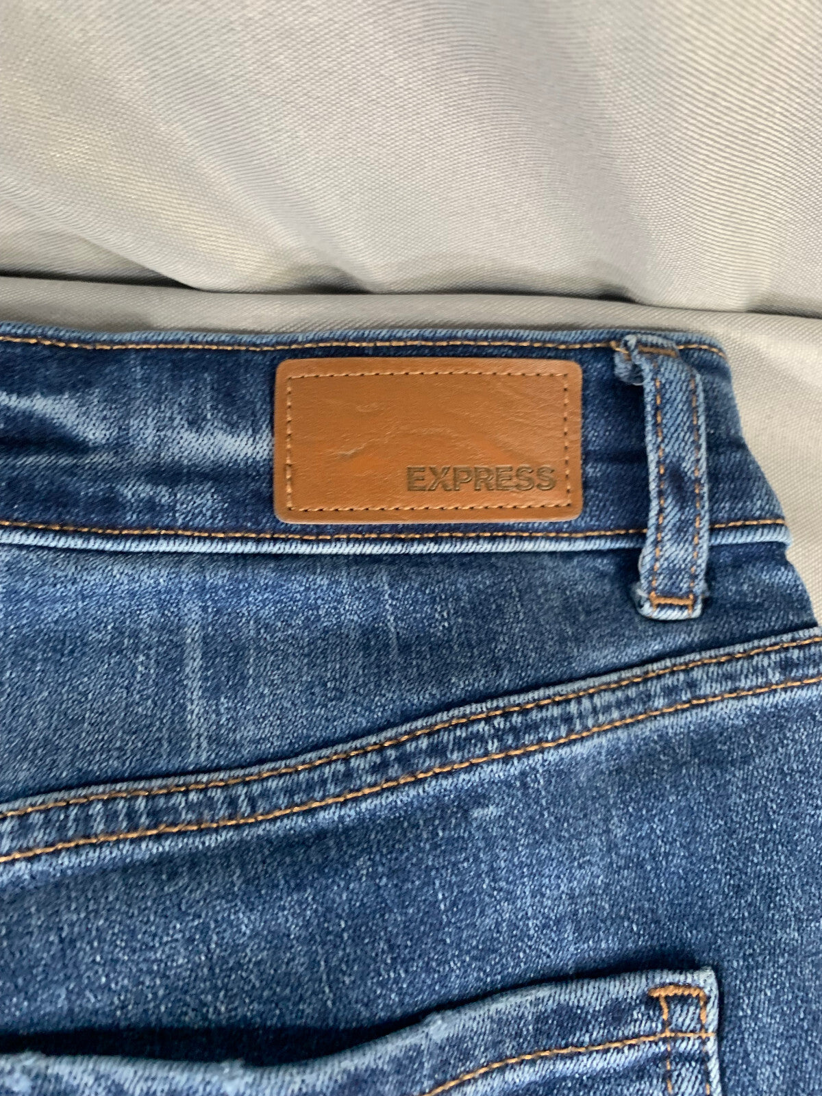 Express Skinny High Rise Ripped Jeans 8R 30x27 Distressed Denim Perfect Blue 15