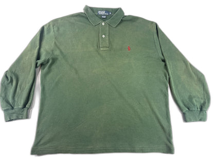 Polo M Ralph Lauren Shirt Mens Green Long Sleeve Cotton Collared Embroidered