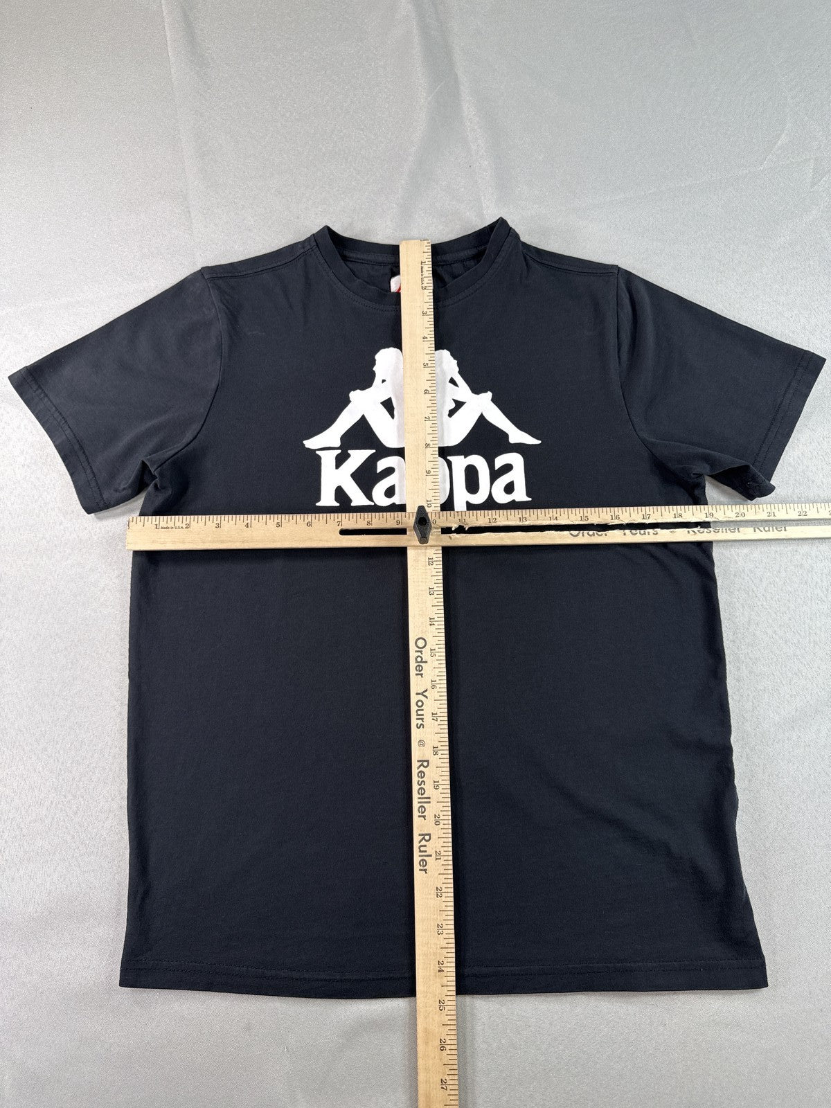 Kappa Mens T-Shirt Small Black Big Logo Spell Out Omini Short Sleeve Tee