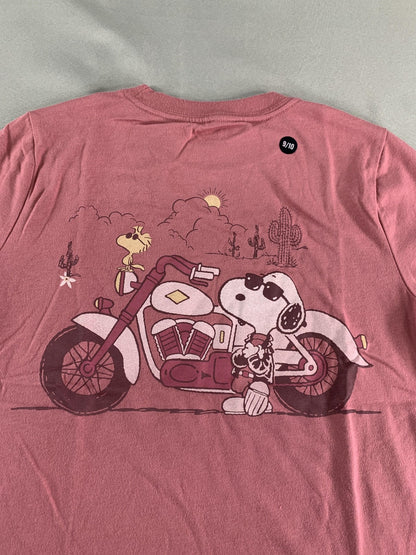 Abercrombie Kids Snoopy Shirt Youth 9/10 Pink Los Angeles Biker Club Peanuts