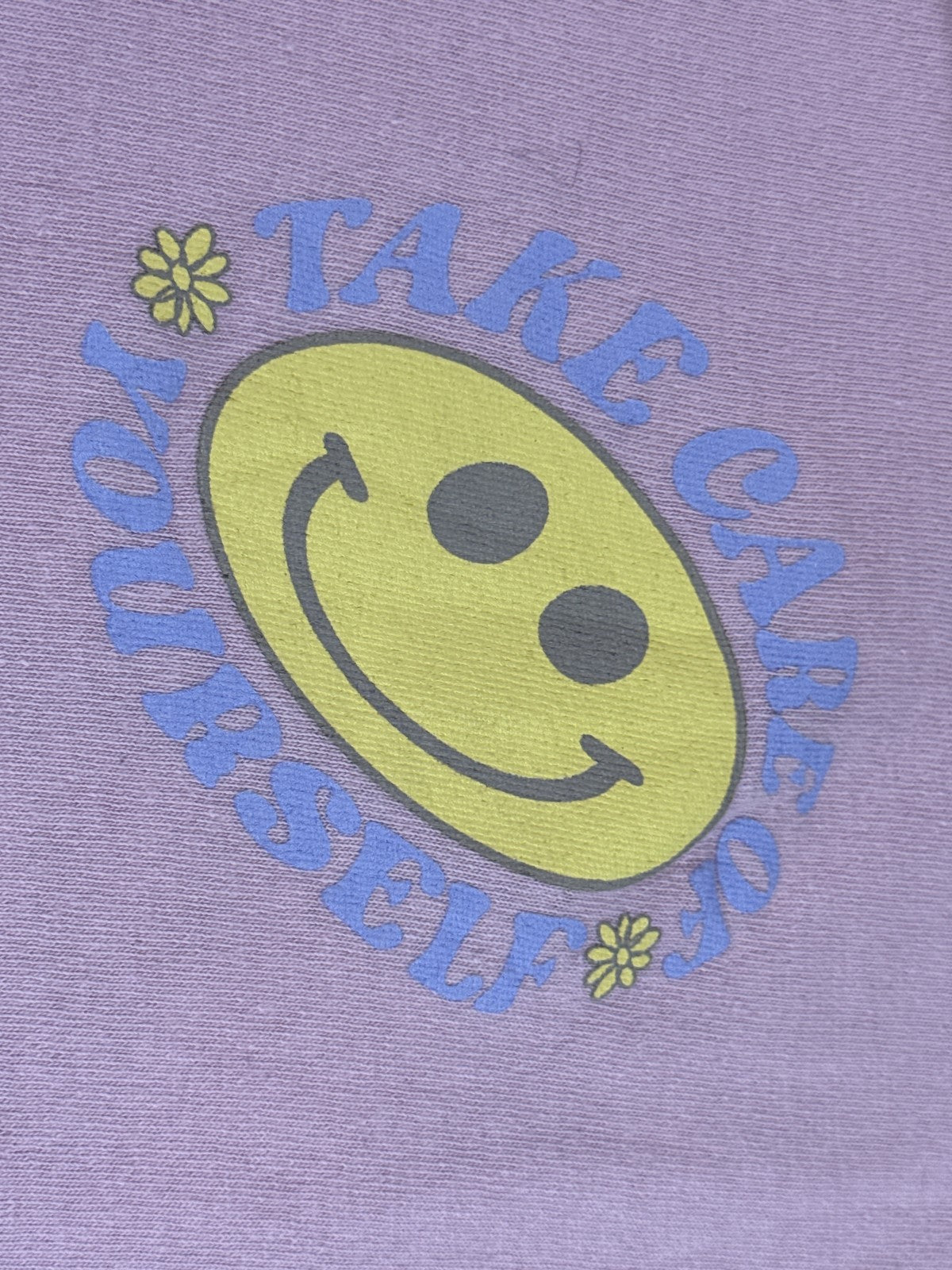 BUZZ Smile Graphic Tee X LARGE Pink 100% Cotton Crewneck Short Sleeve Streetwear