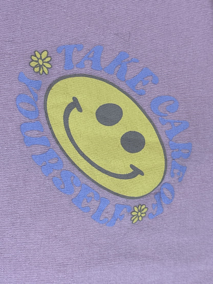 BUZZ Smile Graphic Tee X LARGE Pink 100% Cotton Crewneck Short Sleeve Streetwear