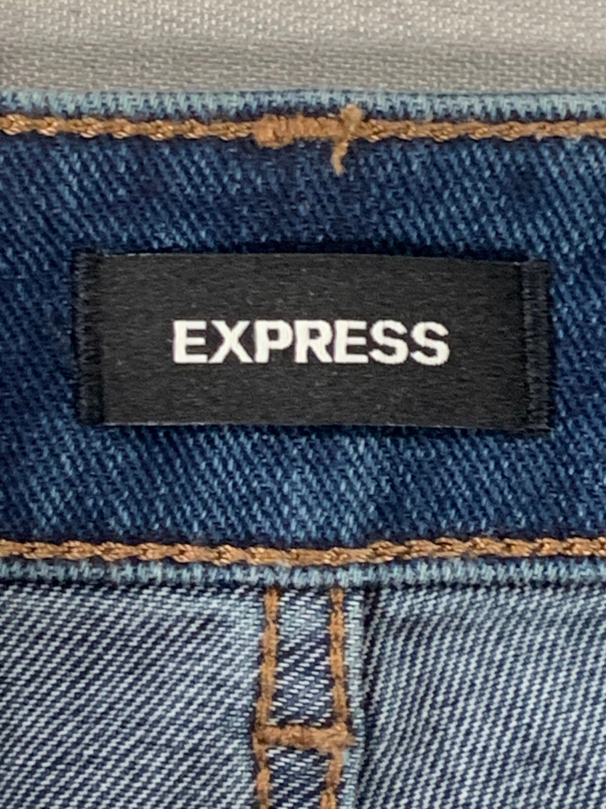 Express Womens Denim Overalls 0 Dark Wash Fray Hem Distressed Stretch Jeans 5736