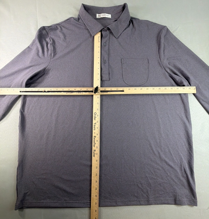 Newtons First Polo Shirt Mens 2XL Gray Long Sleeve Stretch Casual Pocket Top