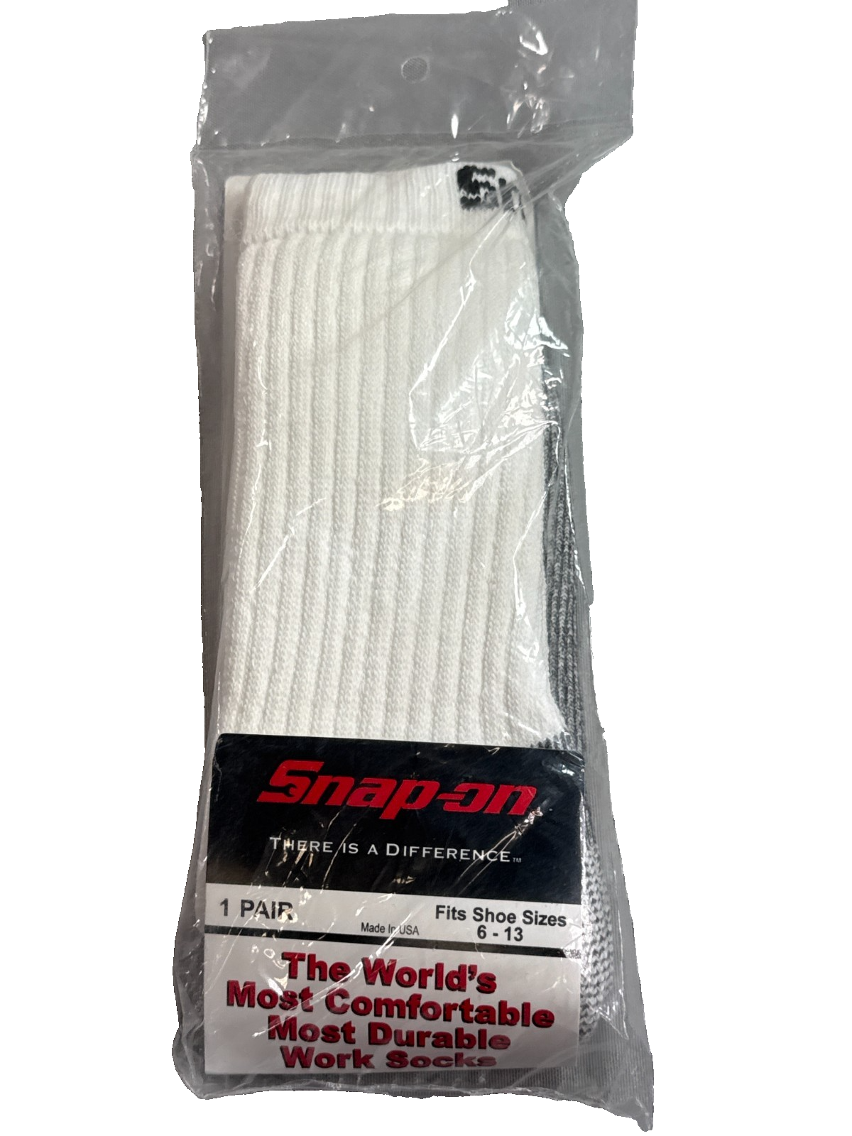 Snap-On White Crew Work Socks USA Made Cushioned Reinforced Size 6-13 NOS
