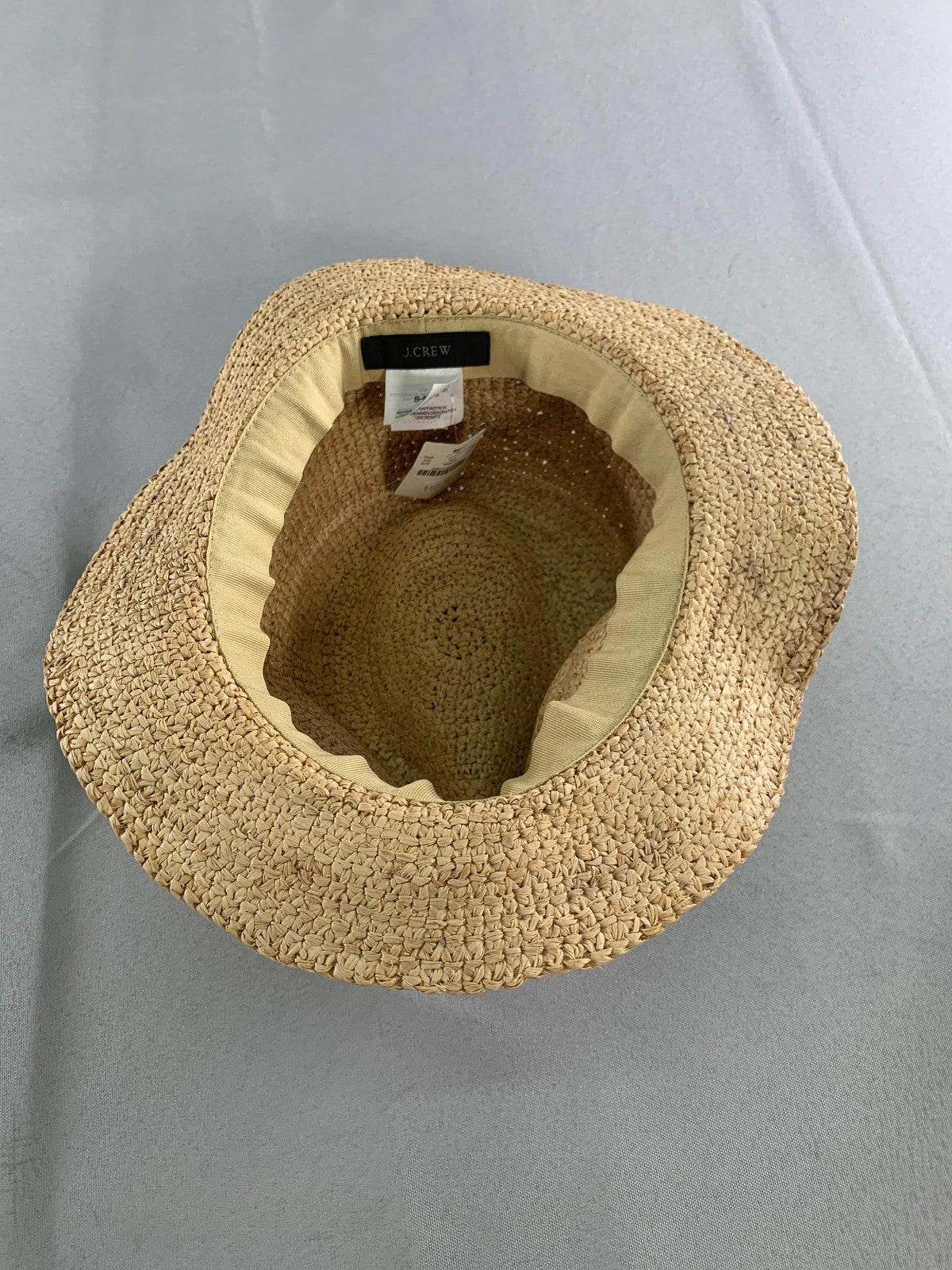 J.Crew Hat Panama Fitted Womens Medium Beige Straw Wide Brim Sun Travel Summer