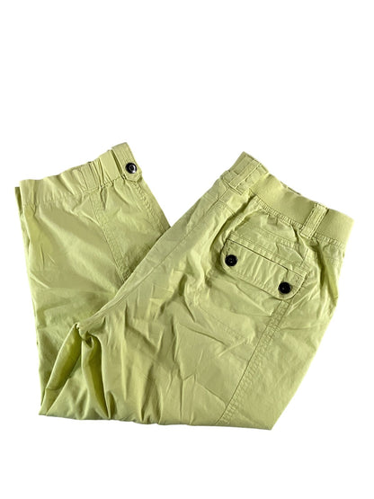 Chicos Pants Womens 1 Yellow Capri Cropped Cotton Stretch Button Pockets Casual