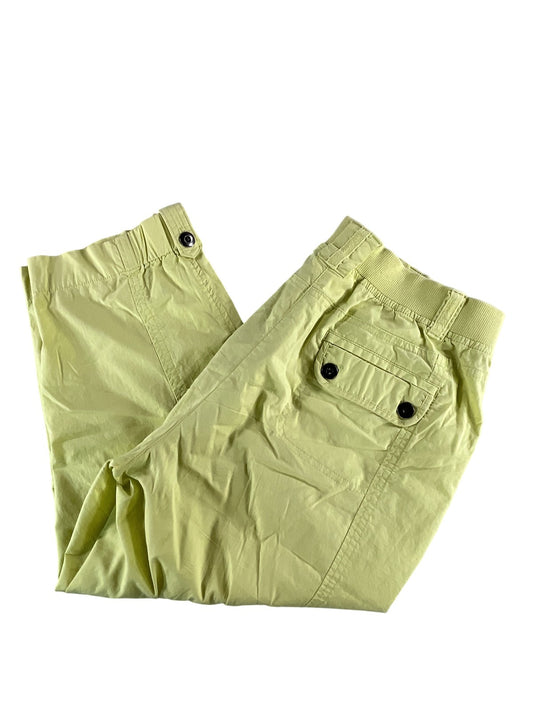 Chicos Pants Womens 1 Yellow Capri Cropped Cotton Stretch Button Pockets Casual