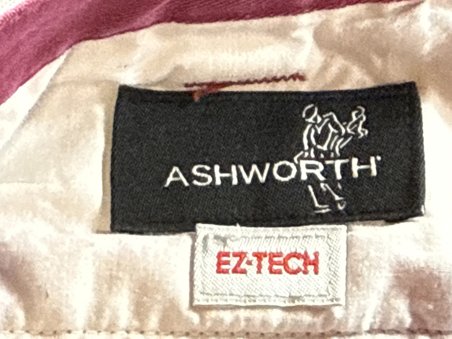 ASHWORTH AM 6174R Chino Shorts W36 Maroon 100% Cotton Pleated Thailand Golf