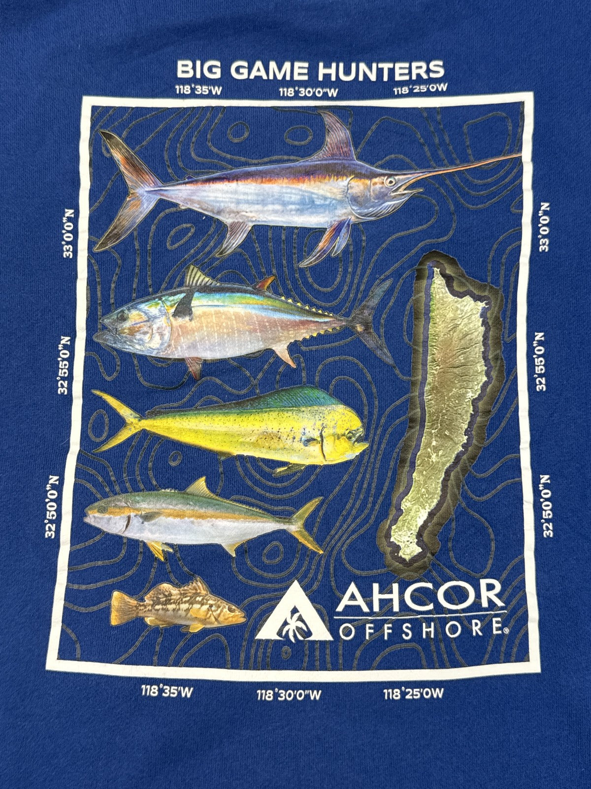 AHCOR OFFSHORE Certified Streetwear Hoodie L Blue Pullover Graphic Hooded Long