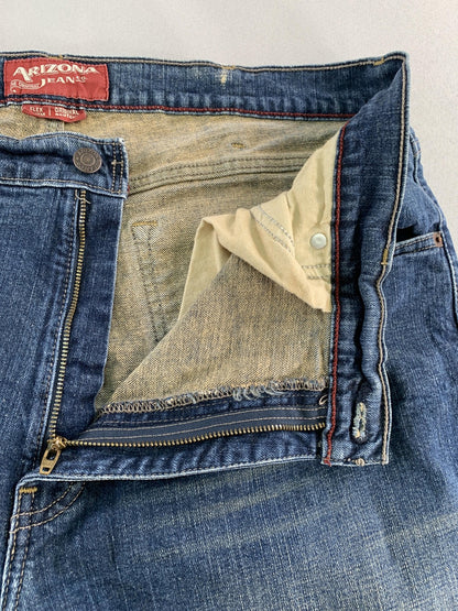 Arizona Jeans Mens 38x30 Blue Denim Original Bootcut Flex Distressed Pants 99