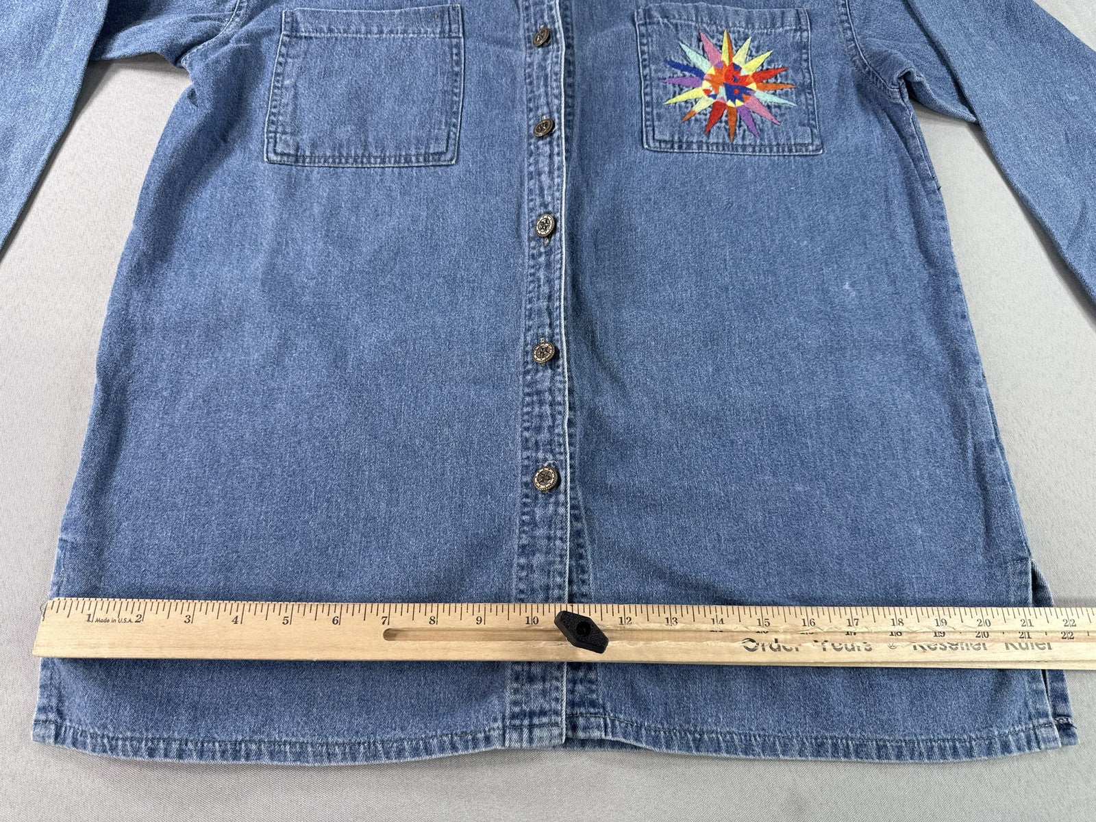 Elizabeth Traval presents HOT LINES Button Up Shirt Womens 14 Blue 100% COTTON