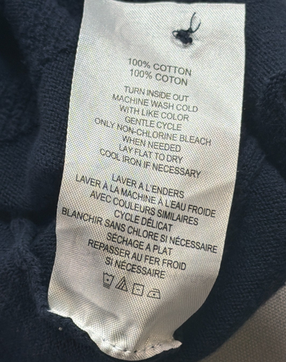 Ben Sherman Mens Large Navy Knit Vertical Stripe Polo Shirt Mod Retro Cotton