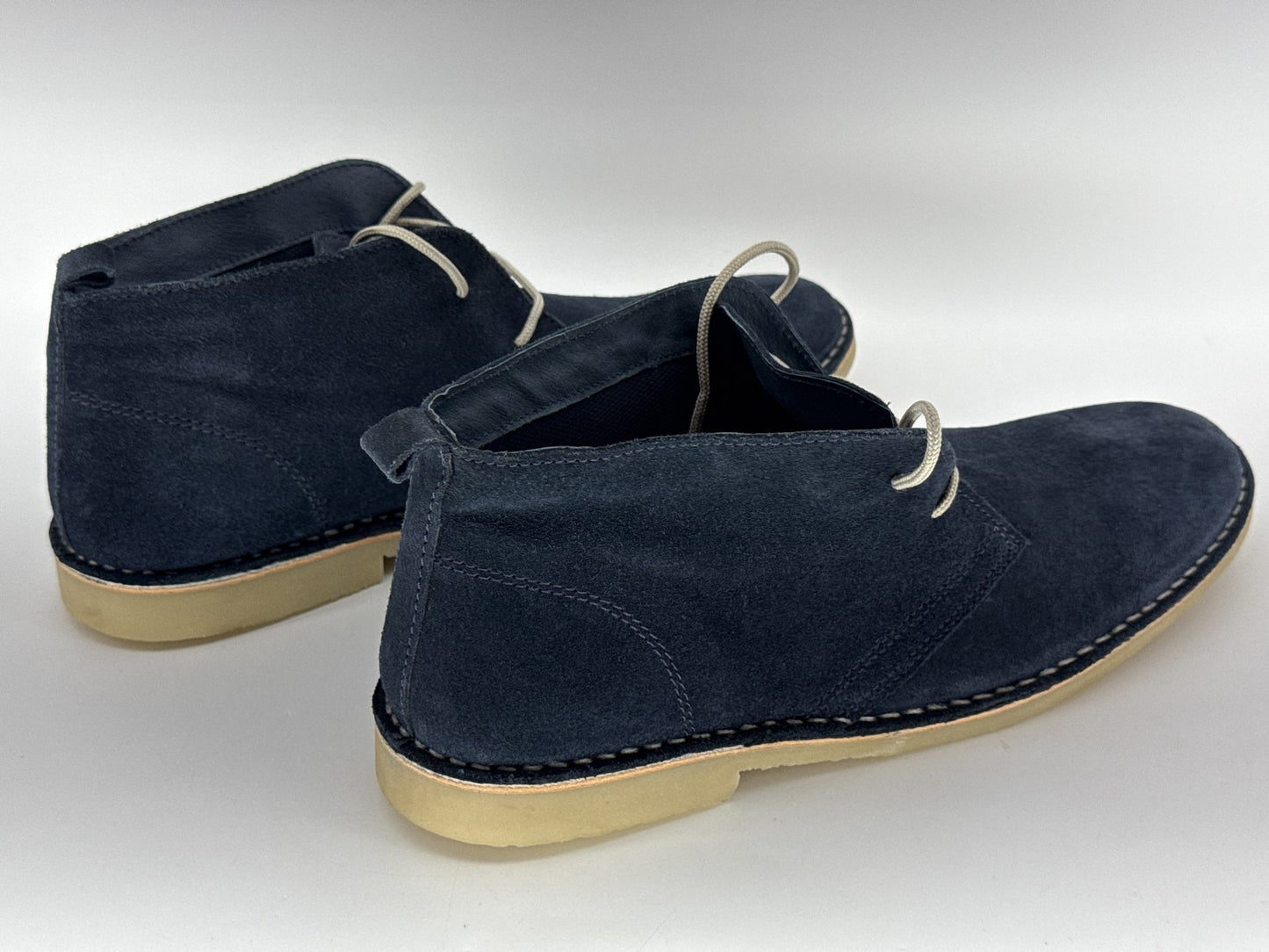 Kurt Geiger Chukka Boots Mens 45 Navy Suede Lace Up Ankle Dress Stylish Genuine