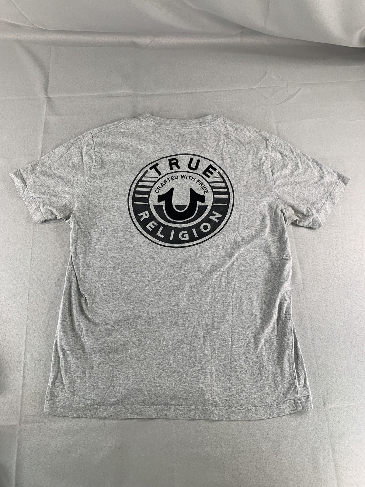 True Religion Shirt Mens Large Gray Graphic Tee Crafted With Pride Logo Cotton