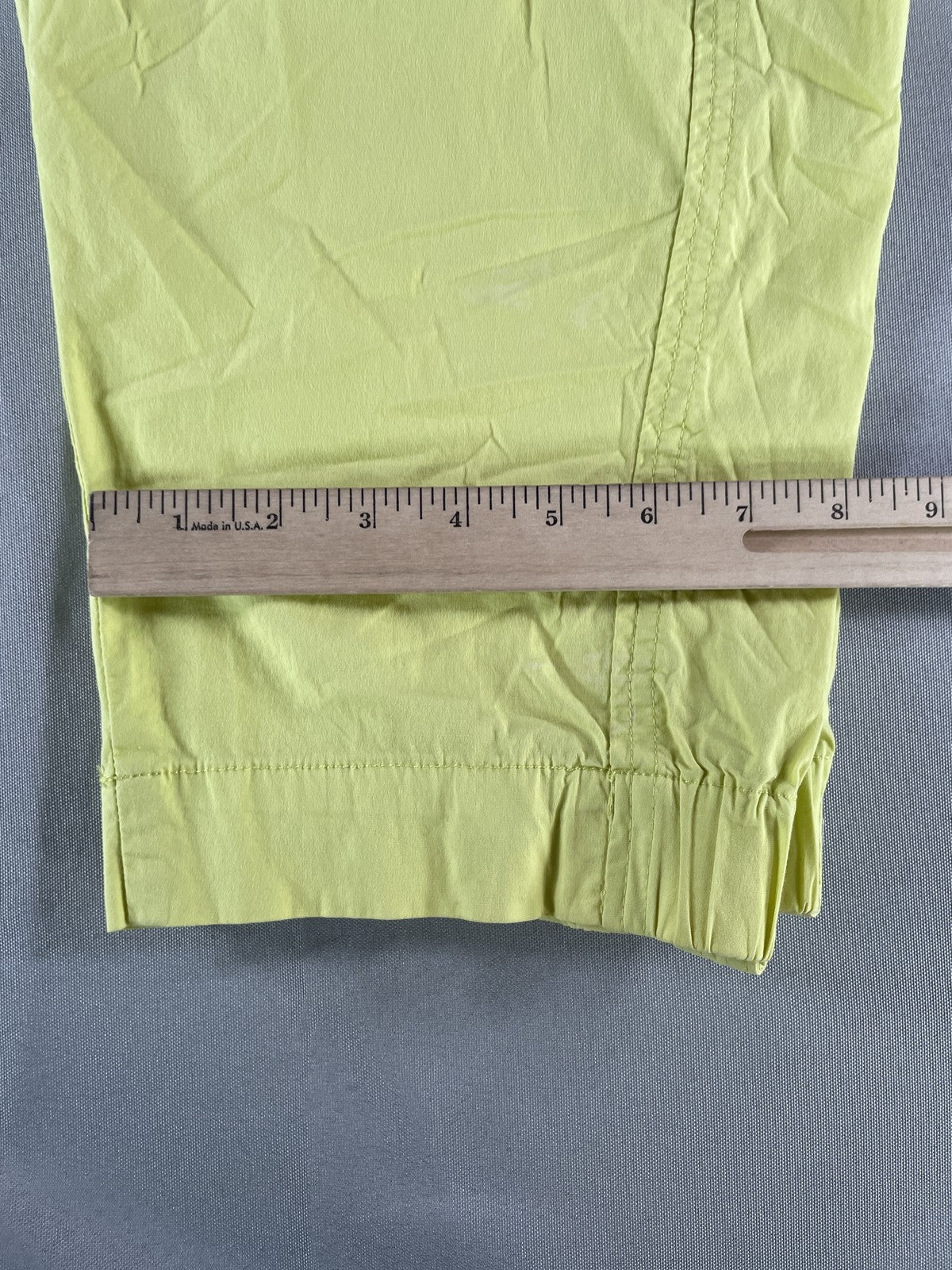 Chicos Pants Womens 1 Yellow Capri Cropped Cotton Stretch Button Pockets Casual