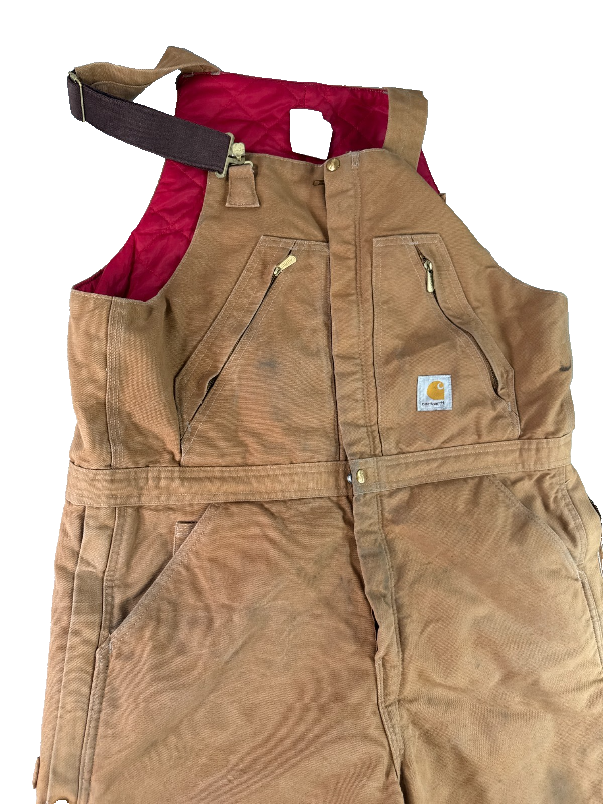Carhartt R38 BRN Brown Duck Bib Overalls Quilt Lined USA Workwear 40x32