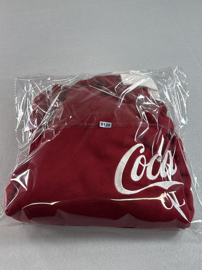 Coca Cola Sweatshirt Large Red Cotton Logo Rugby Collar Vintage Classic