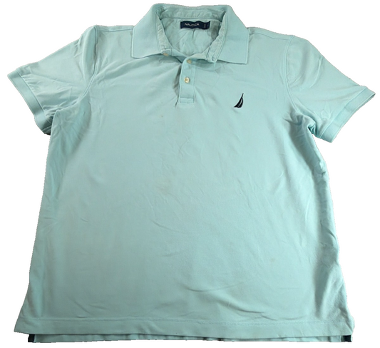 Nautica Performance Deck Shirt Polo Mens Large Mint Green Classic Fit Outdoor
