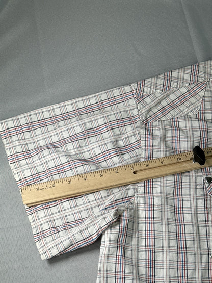 SEAN JOHN Plaid Short Sleeve Button Up Shirt Mens 4XB Multicolored 100% Cotton