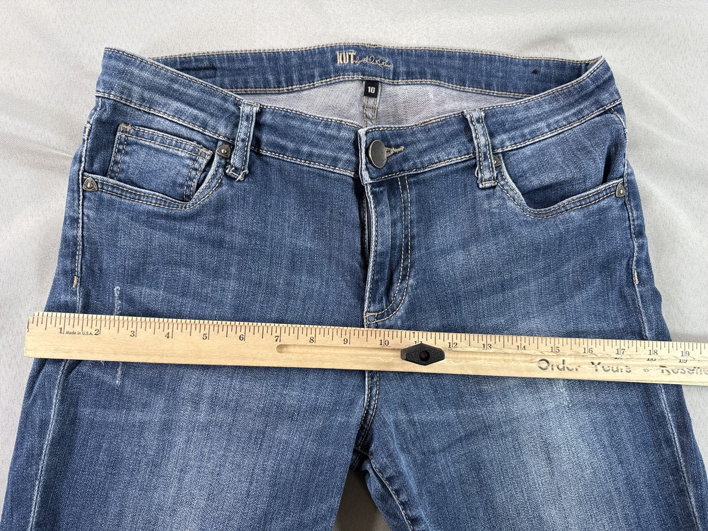 KUT Kloth KP176MA5N Jeans Womens 10 Blue Distressed Straight Leg Cotton Spandex