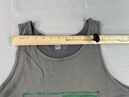 Quiksilver Surf Graphic Tank Top Mens XL Gray 100% Cotton Scoop Neck Sleeveless