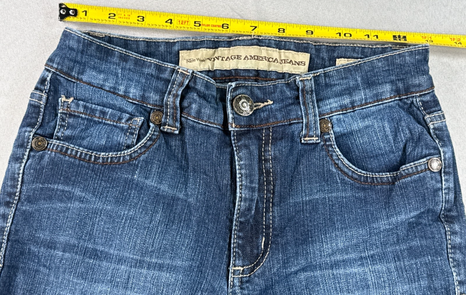 Vintage America Jeans Womens 2/25 Bootcut Stretch Blue Medium Wash Denim Jeans