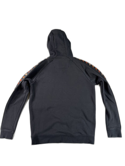 Kappa Hoodie Pullover Large Black All Over Print Cotton Blend Long Sleeve