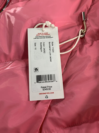 Obermeyer Jacket Womens 10 Pink Glossy Faux Fur Hood Insulated Ski Snow 11224