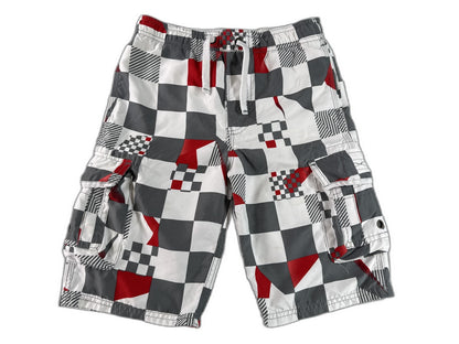 REBEL ACTIVE Streetwear Cargo Shorts YEARS 140CM Gray Red White Cotton Regular