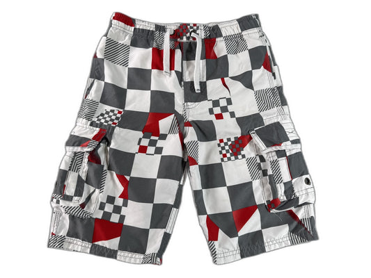 REBEL ACTIVE Streetwear Cargo Shorts YEARS 140CM Gray Red White Cotton Regular