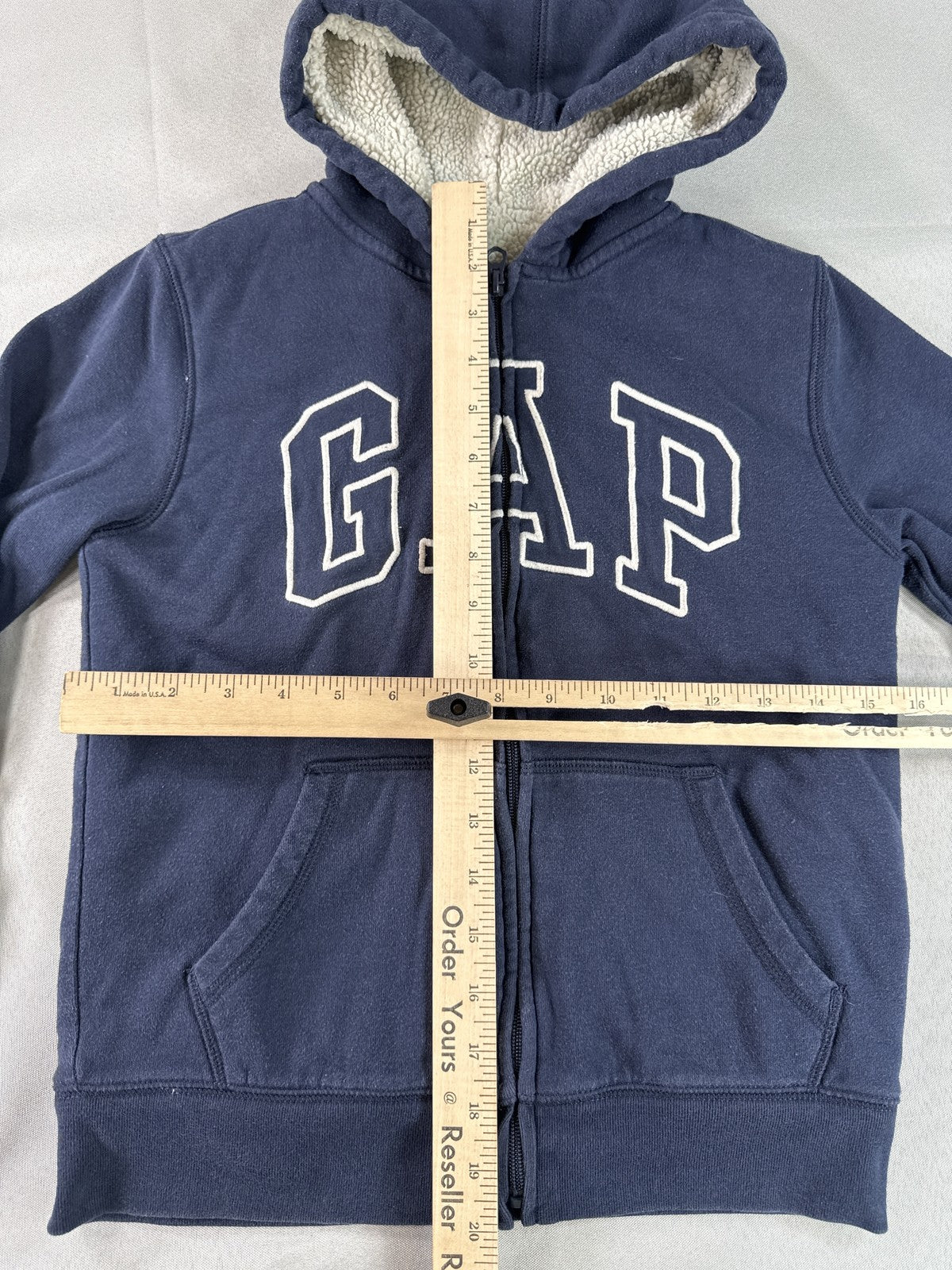 GAP Zip Up Hoodie M (8) Navy Recycled Materials Long Sleeve Regular Fit Lined