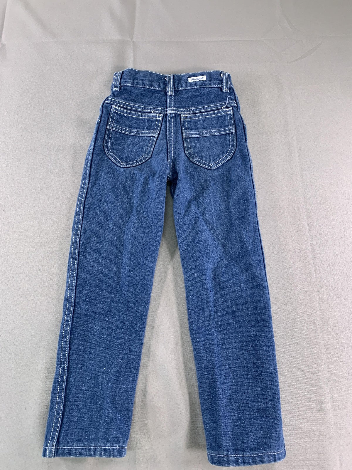 VINTAGE Britania Jeans Boys 4 Blue Denim Straight Leg Contrast Stitch Kids 80s
