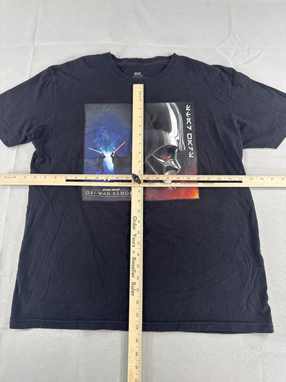 Star Wars Obi-Wan Kenobi Shirt Mens XL Black Darth Vader Lightsaber Battle Tee