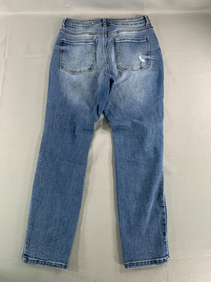 Wax Jean Jeans Womens 7 High Rise Skinny Distressed Stretch Ripped Medium Wash