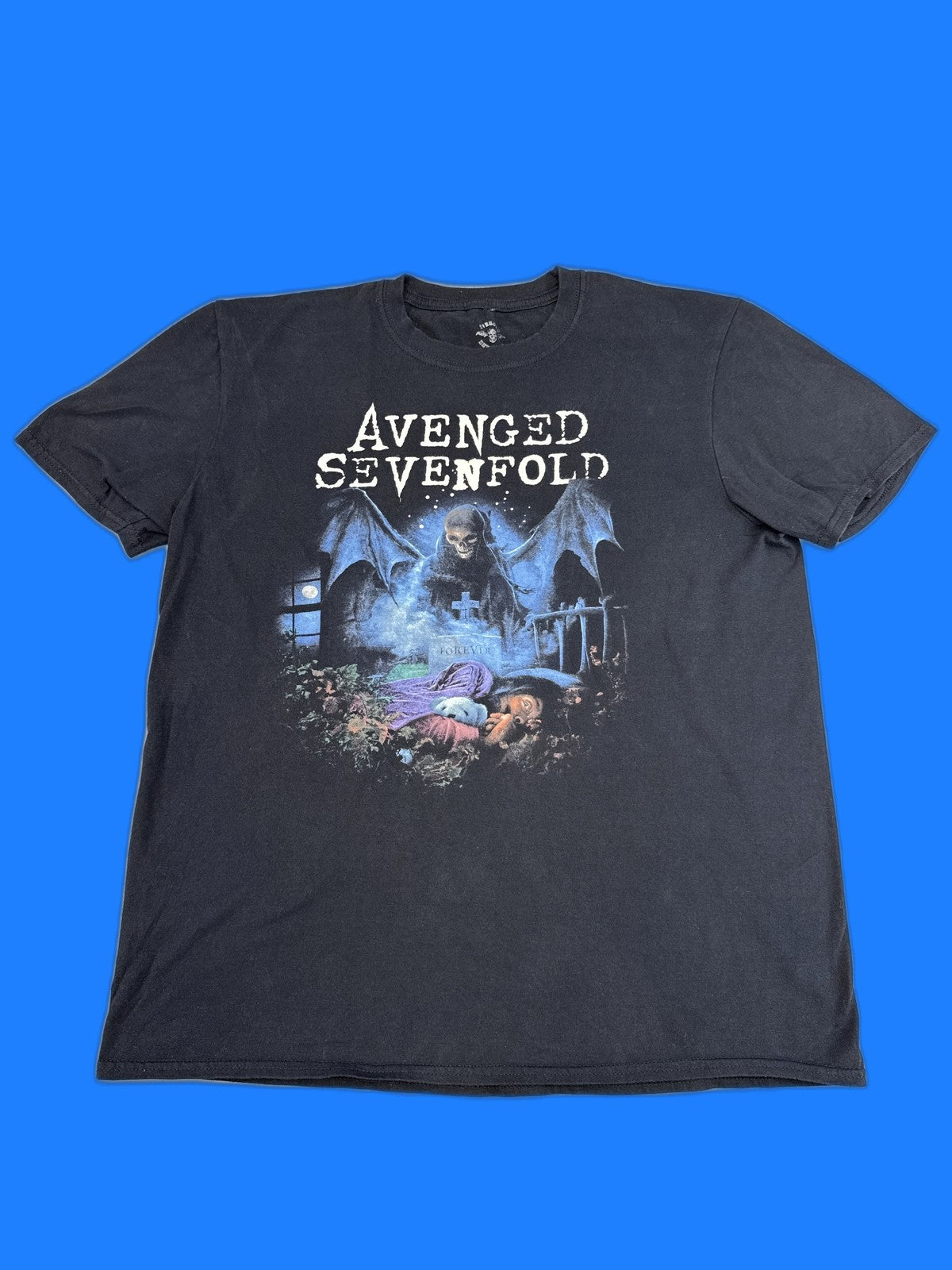 Avenged Sevenfold Graphic Tee Large Black Cotton Regular Fit Short Sleeve