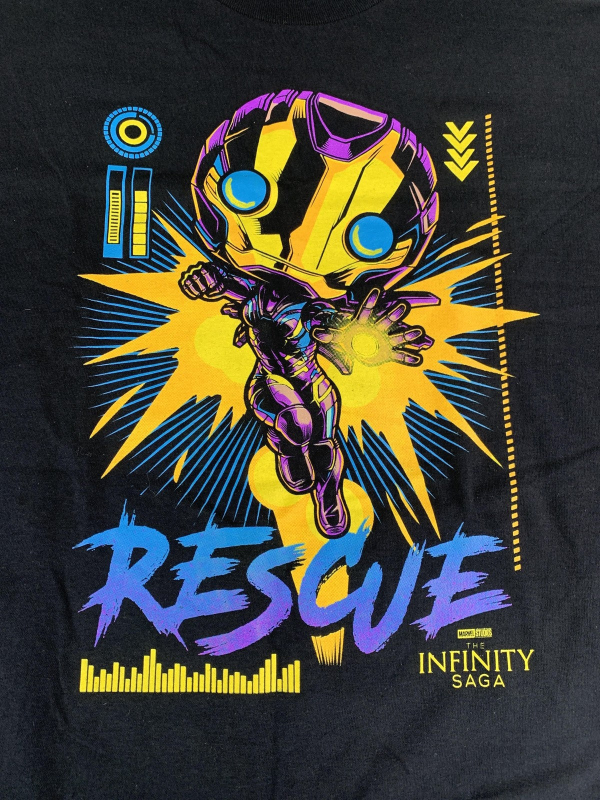 Marvel Rescue Shirt Mens 2XL Black Infinity Saga Pop Tee T-Shirt Hero Graphic