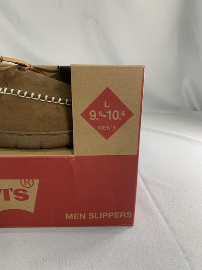 Levis Slippers Mens Size 10 Brown Moccasin Faux Fur Memory Foam House Shoes Red